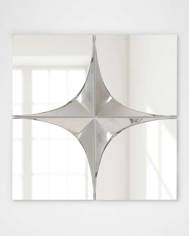 Silver Contour Wall Mirrors, Set of 4